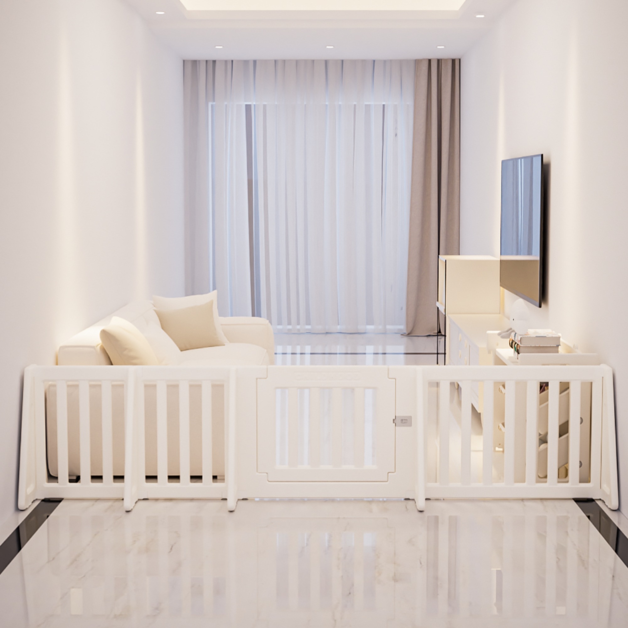 【国内発送】60【長さ273cm】ベビーゲート パーテーション ドア付き 置くだけ ベビーガード 自立式 キッズパーテーション 変形可能 L字 コ字 一直線 273cm 簡単設置 セーフティガード リ