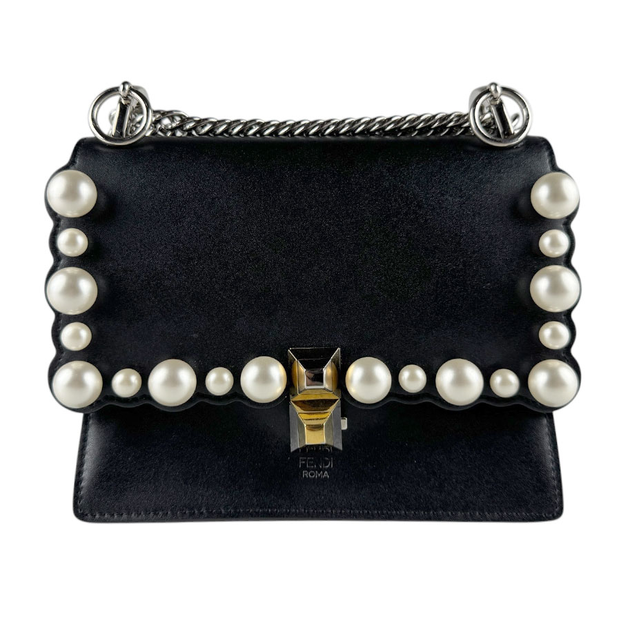 フェンディ FENDI ショルダーバッグ キャナイ ミニ レザー/メタル ブラック レディース 8M0381 A0ZR z9310