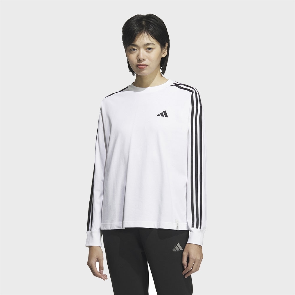 アディダスエッセンシャル+ 3S ロングスリーブ Tシャツ-ホワイト/JW4496