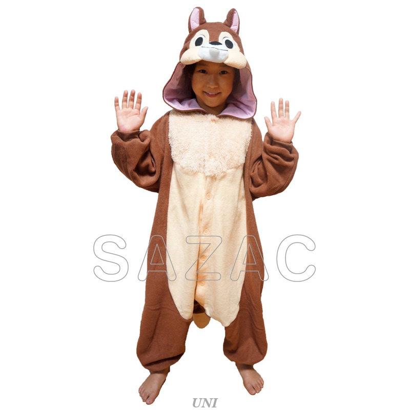 コスプレ 仮装 SAZAC(サザック) フリース着ぐるみ チップ 子供用 110 【 コスプレ 衣装 ハロウィン 仮装 コスチューム 子供 アニメ ディズニー グッズ 可愛い キッズ 着ぐるみ パジャ