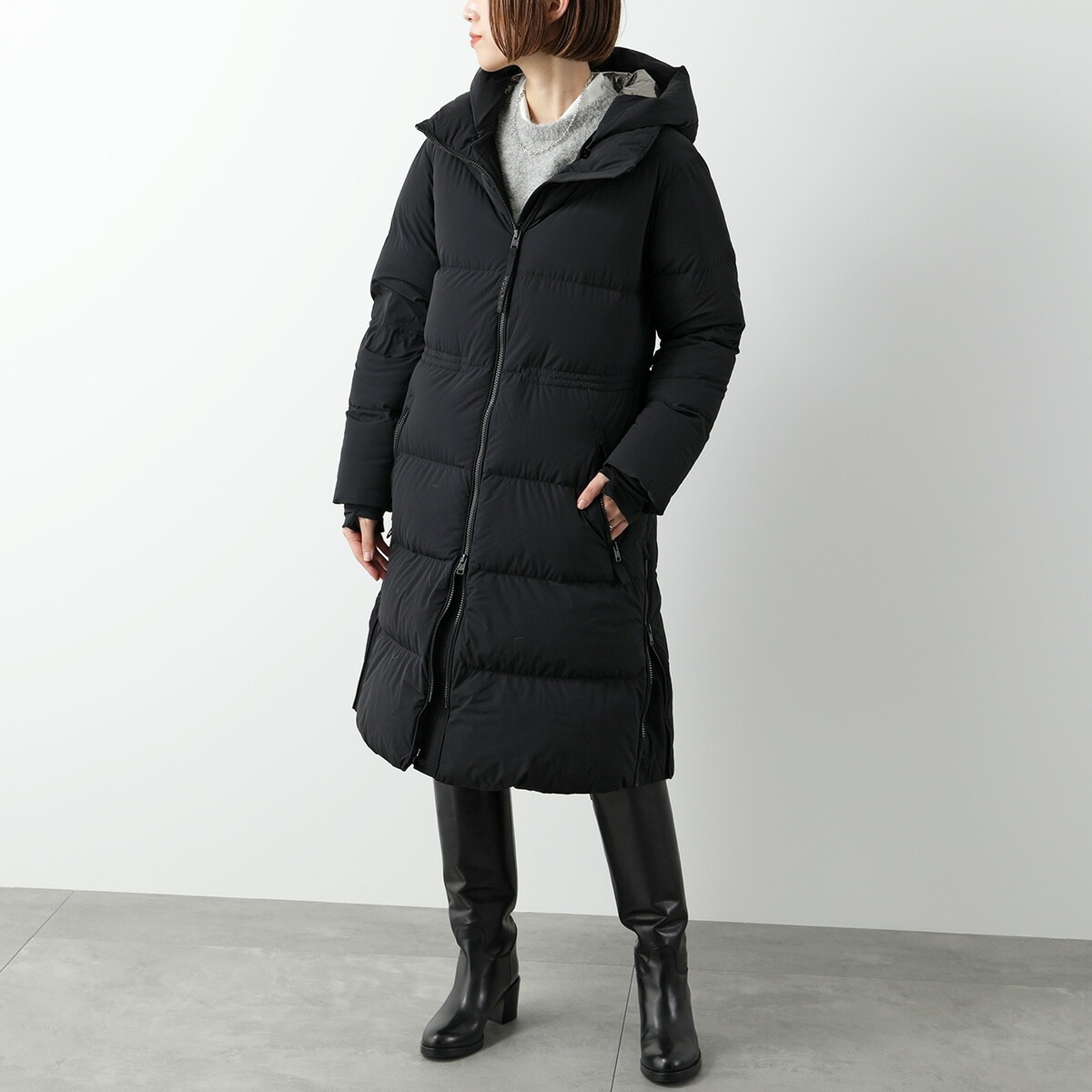 WOOLRICH ウールリッチ ダウンコート MATT STRETCH LONG PUFFER PARKA CFWWOU1044 FRUT3107 レディース フード付 撥水 100 BLACK