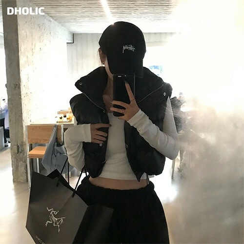 [メガ割りSALE]2WAYクロップドジップアップ中綿ベスト