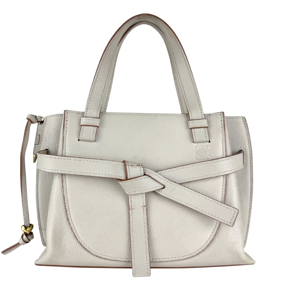 ロエベ LOEWE ハンドバッグ ショルダーバッグ ゲート トップハンドル レザー ライトグレージュ ゴールド レディース z9179