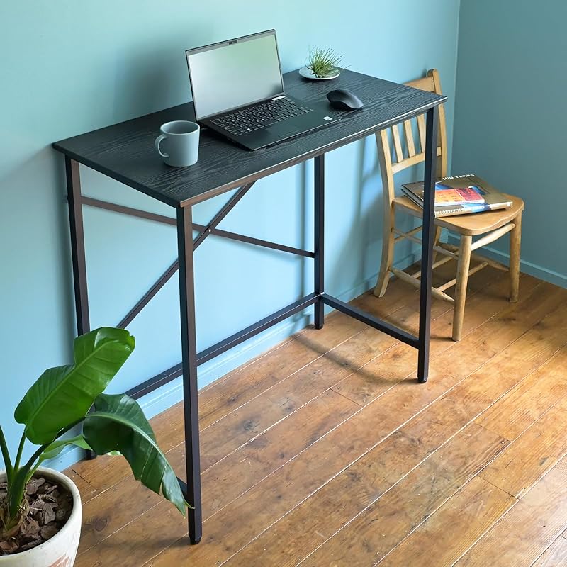 【即納】[山善] デスク スタンディングデスク 幅100×奥行48×高さ100cm 耐荷重60 机 パソコンデスク 勉強机 高さ固定 組立品 ブラック FSD-1048(BK)