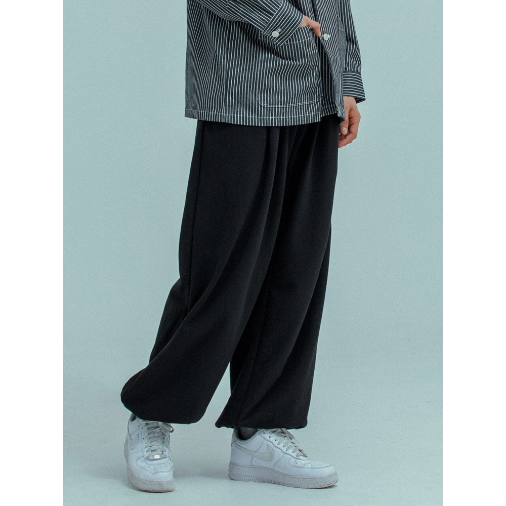 ラギッドハウスインバーテッドプリーツハーレムスウェットパンツブラック