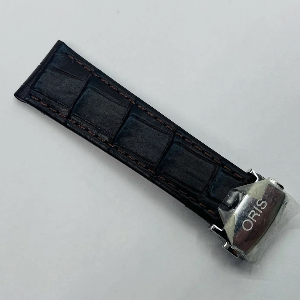 【未使用品】【送料無料】オリス純正レザーベルト0751980クロコ革バックル付き片側だけメール便でお送りします【代引き不可】