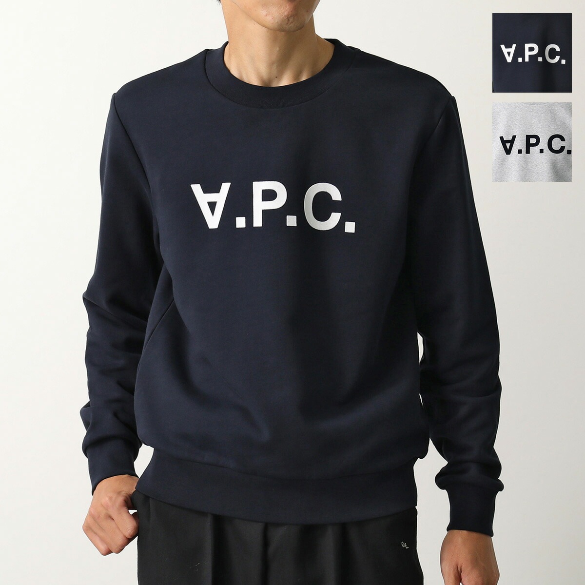 APC A.P.C. アーペーセー トレーナー COHBN M27907 メンズ スウェット フロッキープリント ロゴ クルーネック 長袖 カラー2色