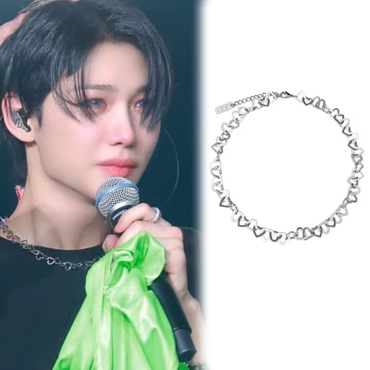 【StrayKidsフィリックス着用】ティーンハートリングチェーンサージカルチョーカーネックレス韓国正規品
