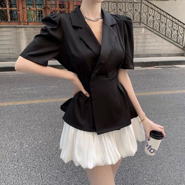 【送料無料】レディース セットアップ ジャケット 半袖 バルーンスカート ミニスカート タイト 5,260円