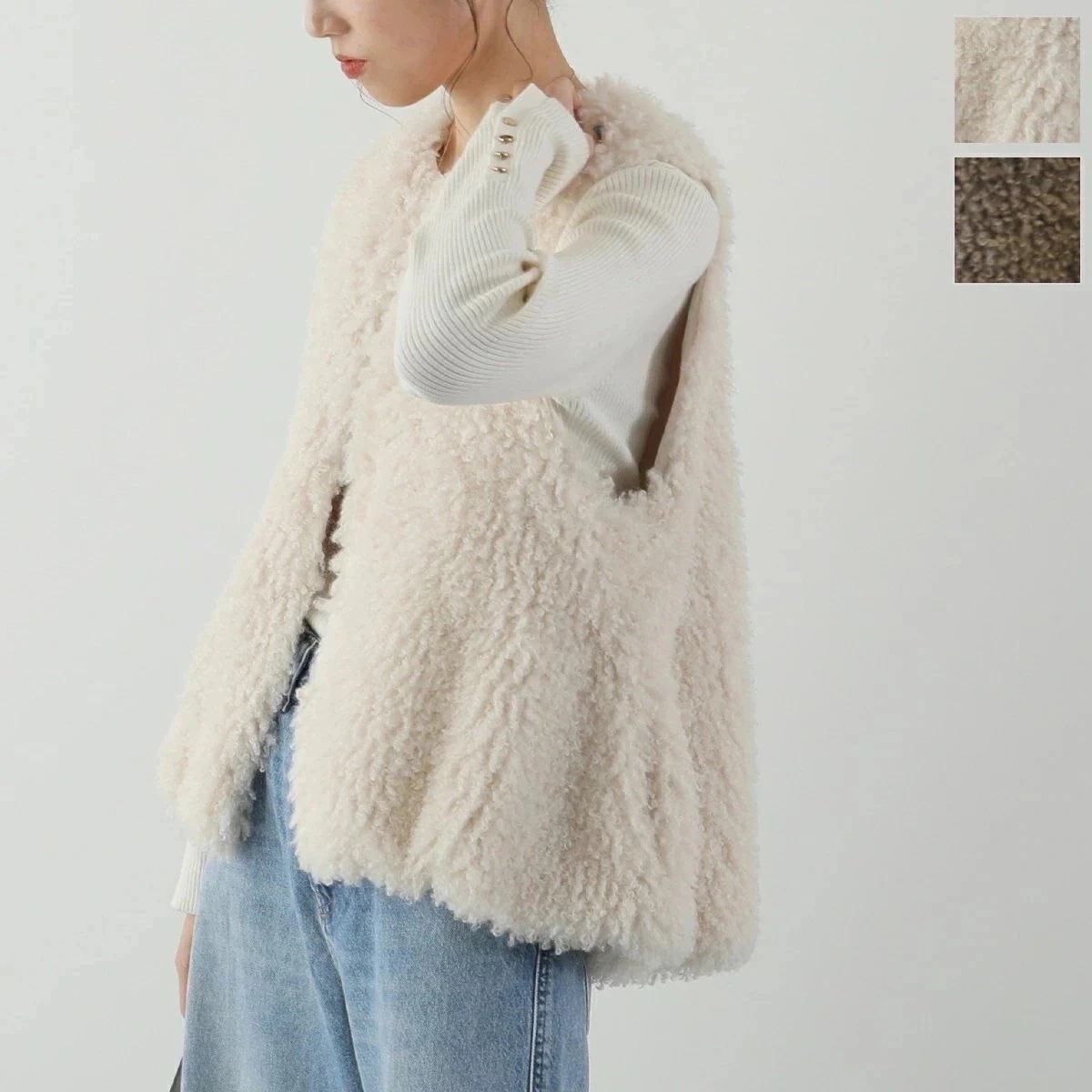 MONiLE モニーレ ファー ベスト 040205 レディース バルーン エコファー ジレ ショート丈 カラー2色