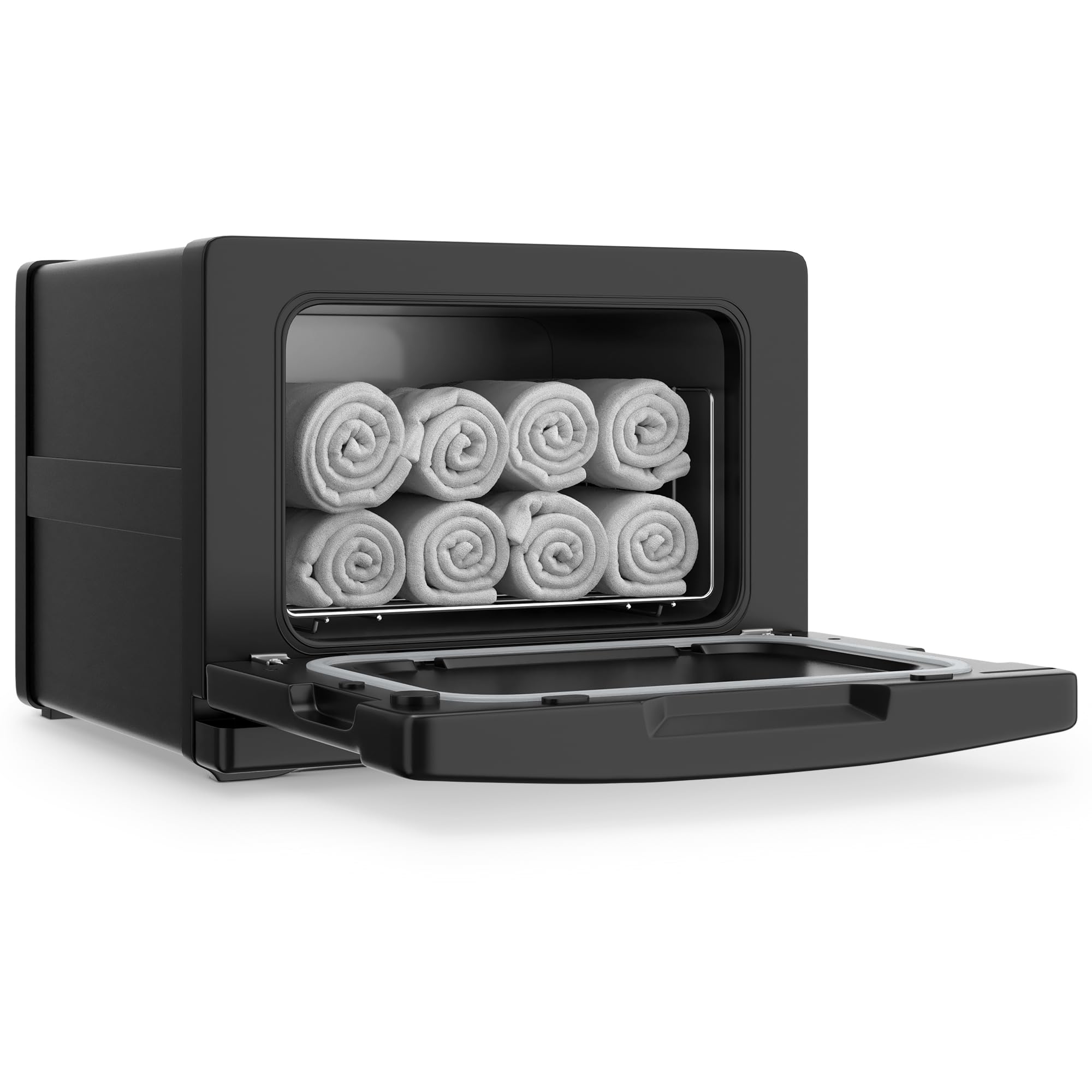 タオルウォーマー タオルスチーマー 8L タオル蒸し器 おしぼり蒸し器 ホットボックス 前開き タオル おしぼり 蒸しタオル 業務用 小型 ブラック