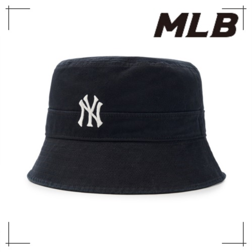 MLB公式正規品 バケットハット Basic One Point Washing Bucket Hat NY (Black)