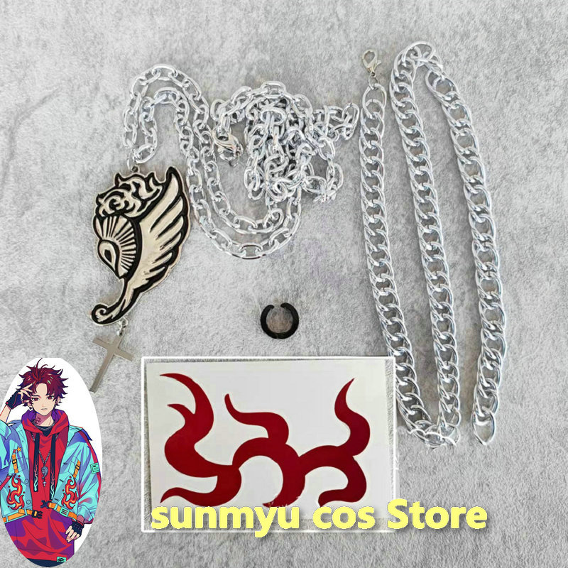 パラドックスライブ 朱雀野 アレン イヤーリング＋ネックレス＋タトゥー コスプレ道具 アクセサリー Paradox Live