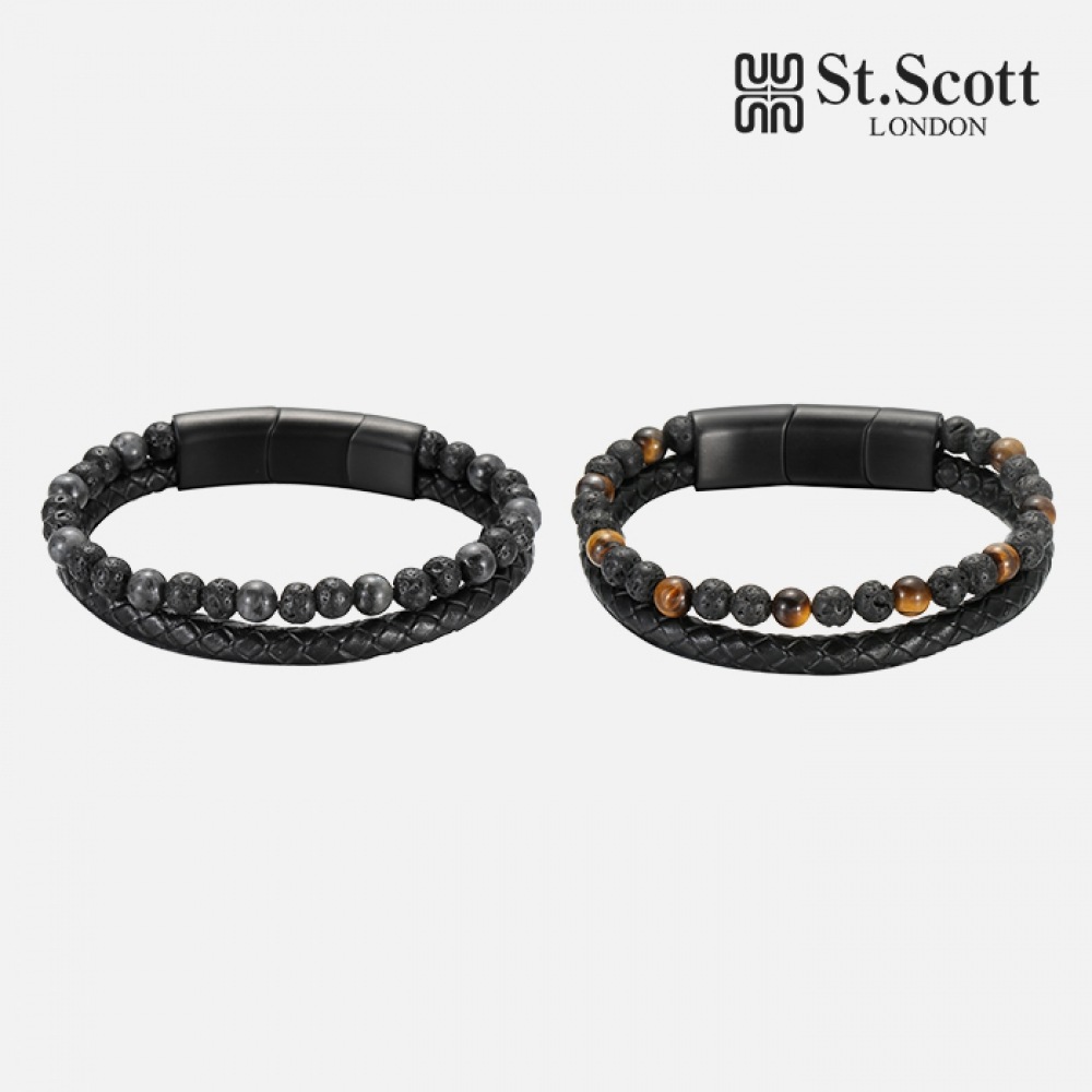 ST.SCOTT LONDON STJ-SB2022ジェニオオプシディアンレザーブレスレット