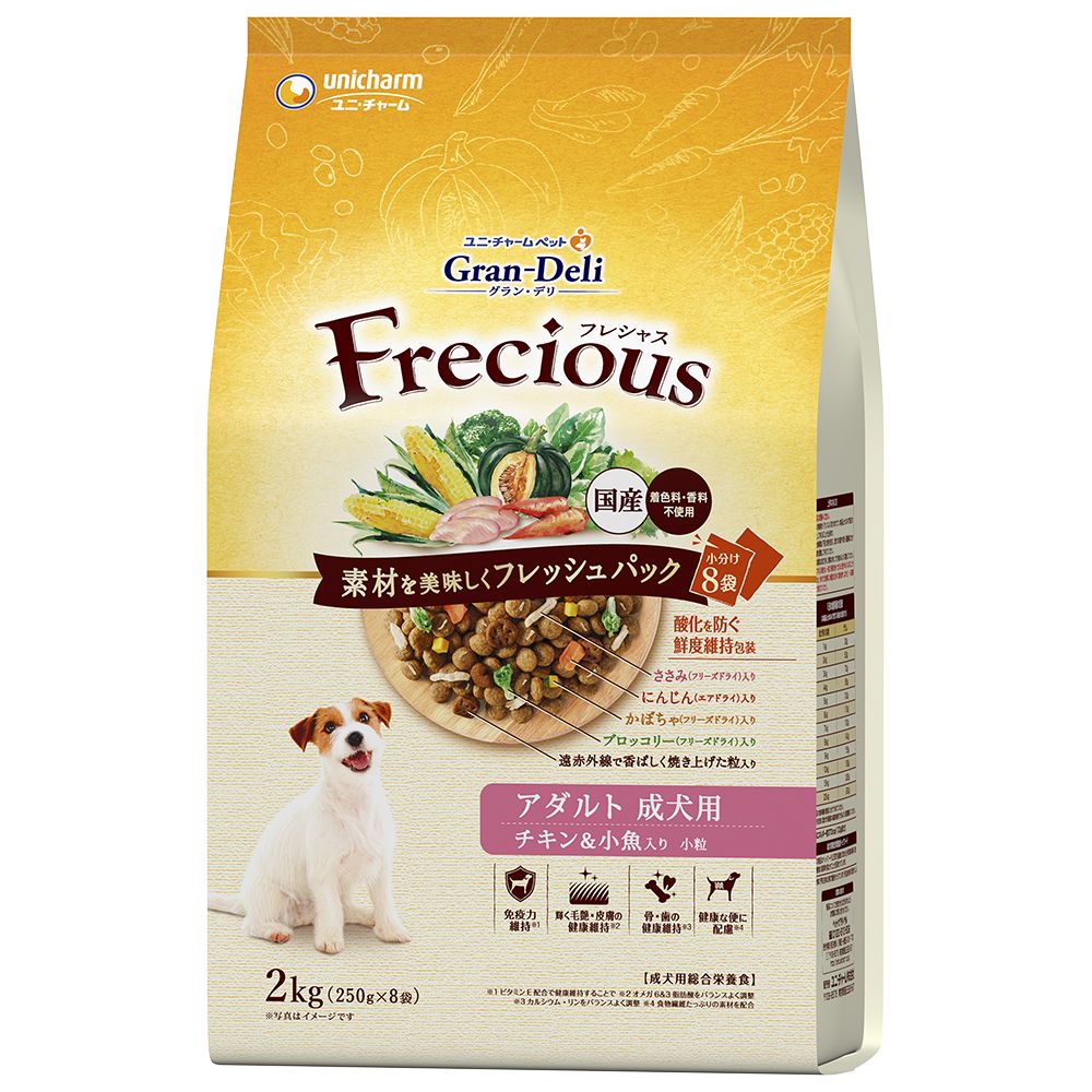 （まとめ買い）グラン/デリ フレシャス アダルト成犬用 チキン＆小魚入り 2kg 犬用フード [x3]