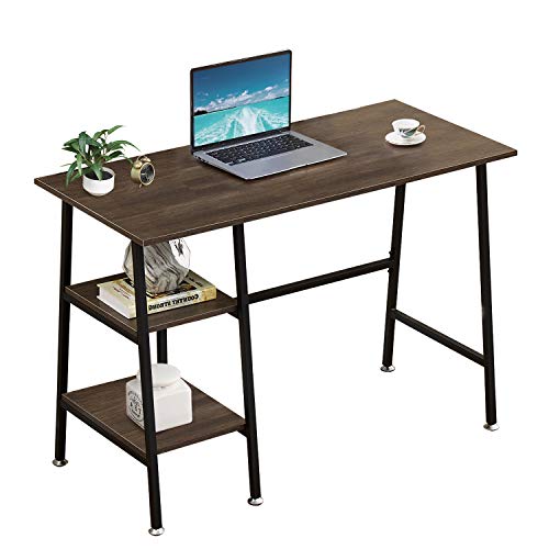 色：ダークブラウン VECELO デスク 机 pcデスク つくえ おしゃれ パソコンデスク テレワー