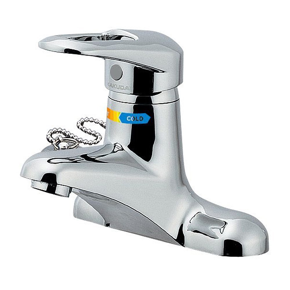 カクダイ 洗面用 台付 給湯制限付 エコ シングルレバー混合栓 2つ穴に取付可能 一般地仕様 185-101