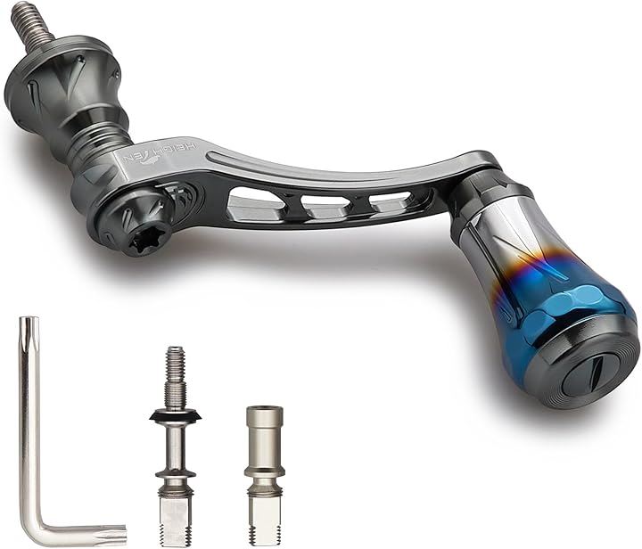 45-50mm可変 リール ハンドル 6.8g 20mm 焼き色アルミ ノブ 搭載 シマノ ダイワ 通用 Arch(ダークグレー(22STELLA/23AIRI, 45-50mm)