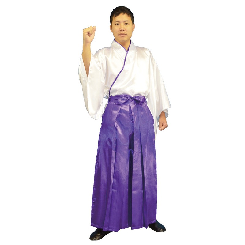 コスプレ 仮装 カラフル袴セット 紫 【 コスプレ 衣装 ハロウィン 仮装 コスチューム 男性用 和風 余興 パーティーグッズ 時代劇 メンズ 大人用 】