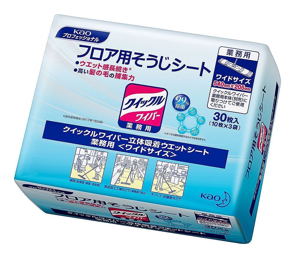 （まとめ買い）クイックルワイパー立体吸着ウェットシート業務用 30枚 510440 [x3]