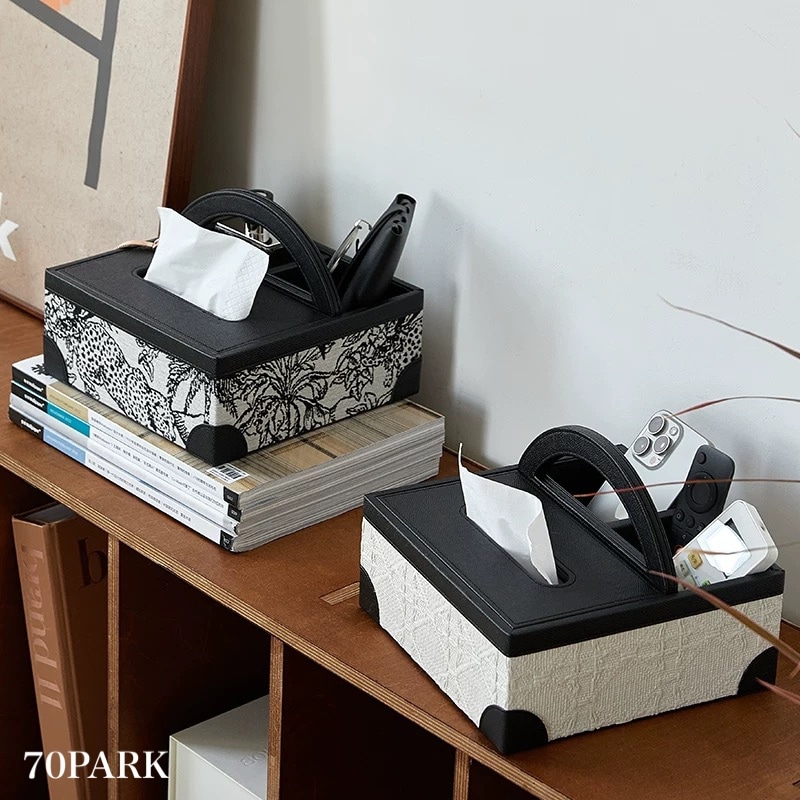 レザー ジャガード 多機能 ティッシュケース 全2色 リモコン 収納 小物入れ リモコンスタンド リモコンラック おしゃれ 韓国インテリア 韓国雑貨 韓国っぽ インテリア雑貨 韓国 70PARK