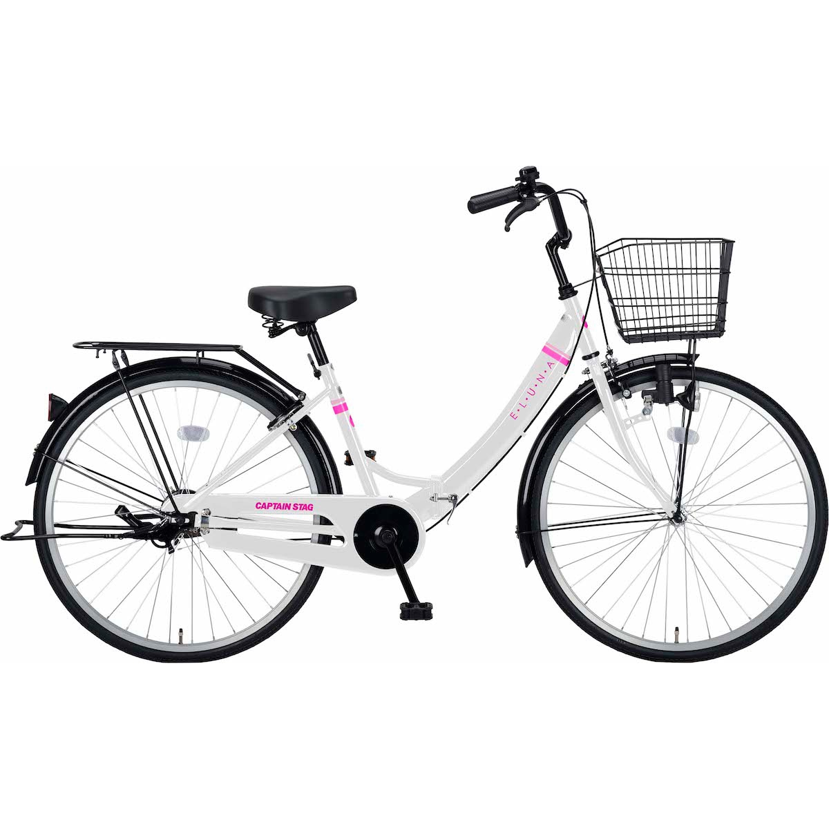 【お客様組立品】キャプテンスタッグ CAPTAIN STAG 折りたたみ 自転車 エルナ FDB260 ホワイト YG-1065 折りたたみ自転車 26インチ カゴ付