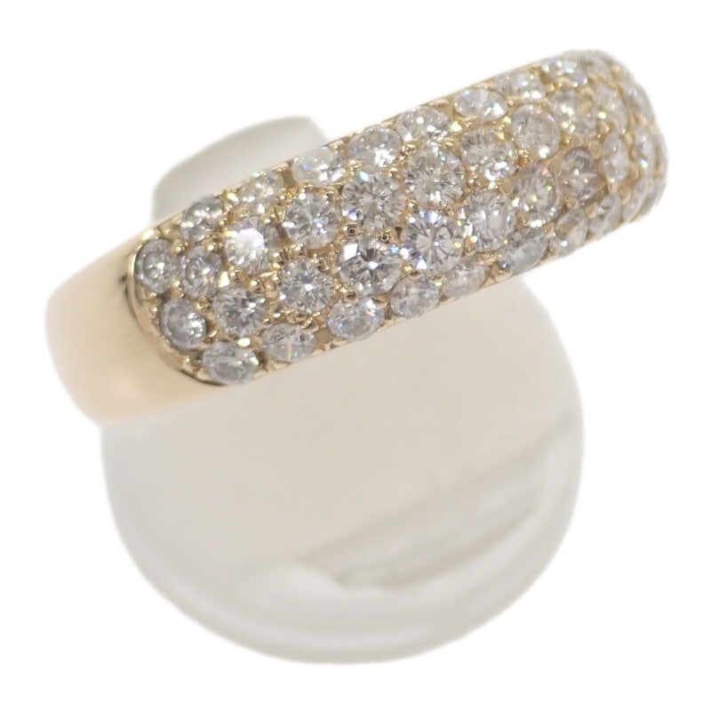 【no brand】デザインジュエリー ハーフパヴェ リング K18イエローゴールド 23号 ダイヤモンド メンズ レディース