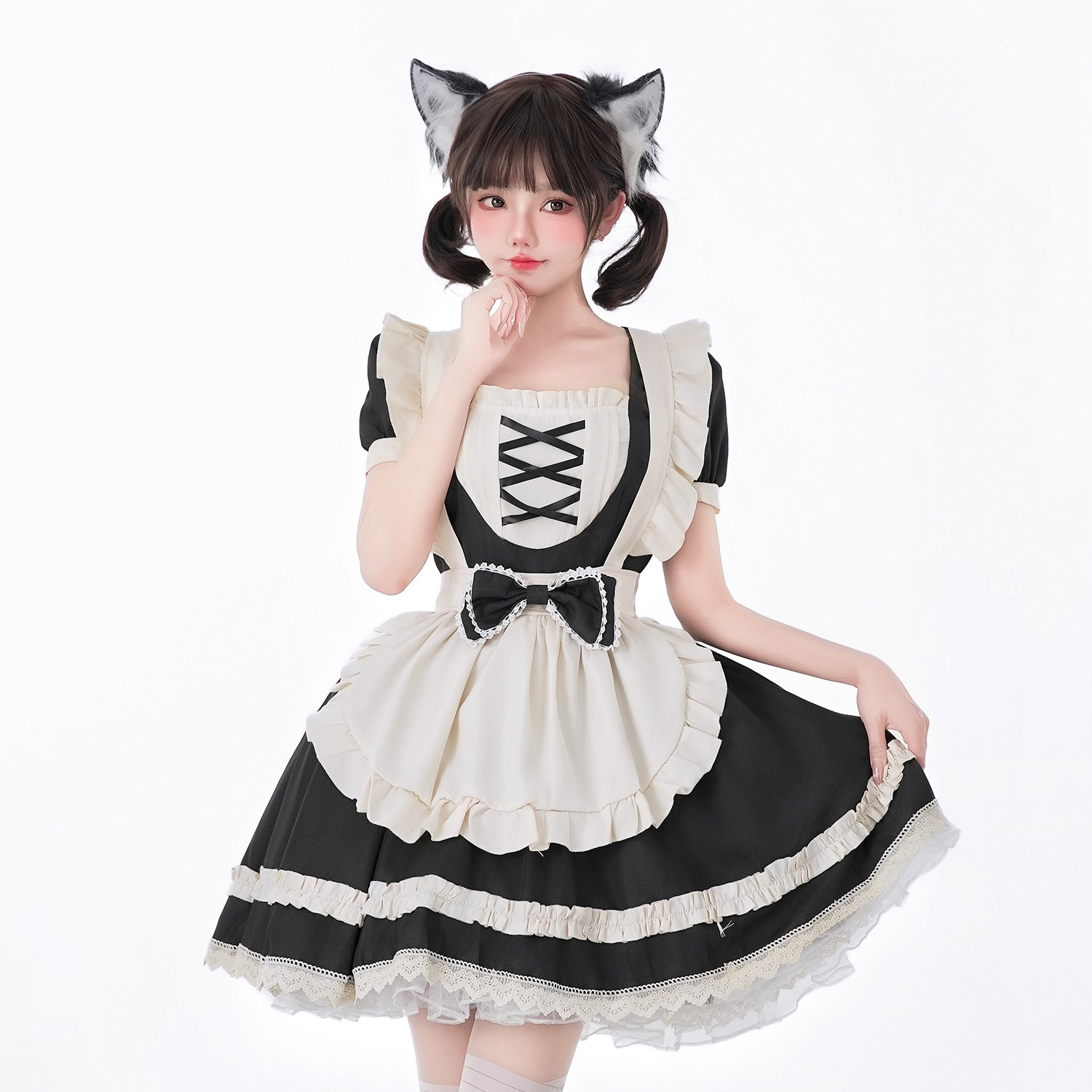 【全シリーズ発売中】 【値引き中】日韓柔らかい妹甘いopショートメイドワンピース2次元かわいいlolita白黒コスプレ服