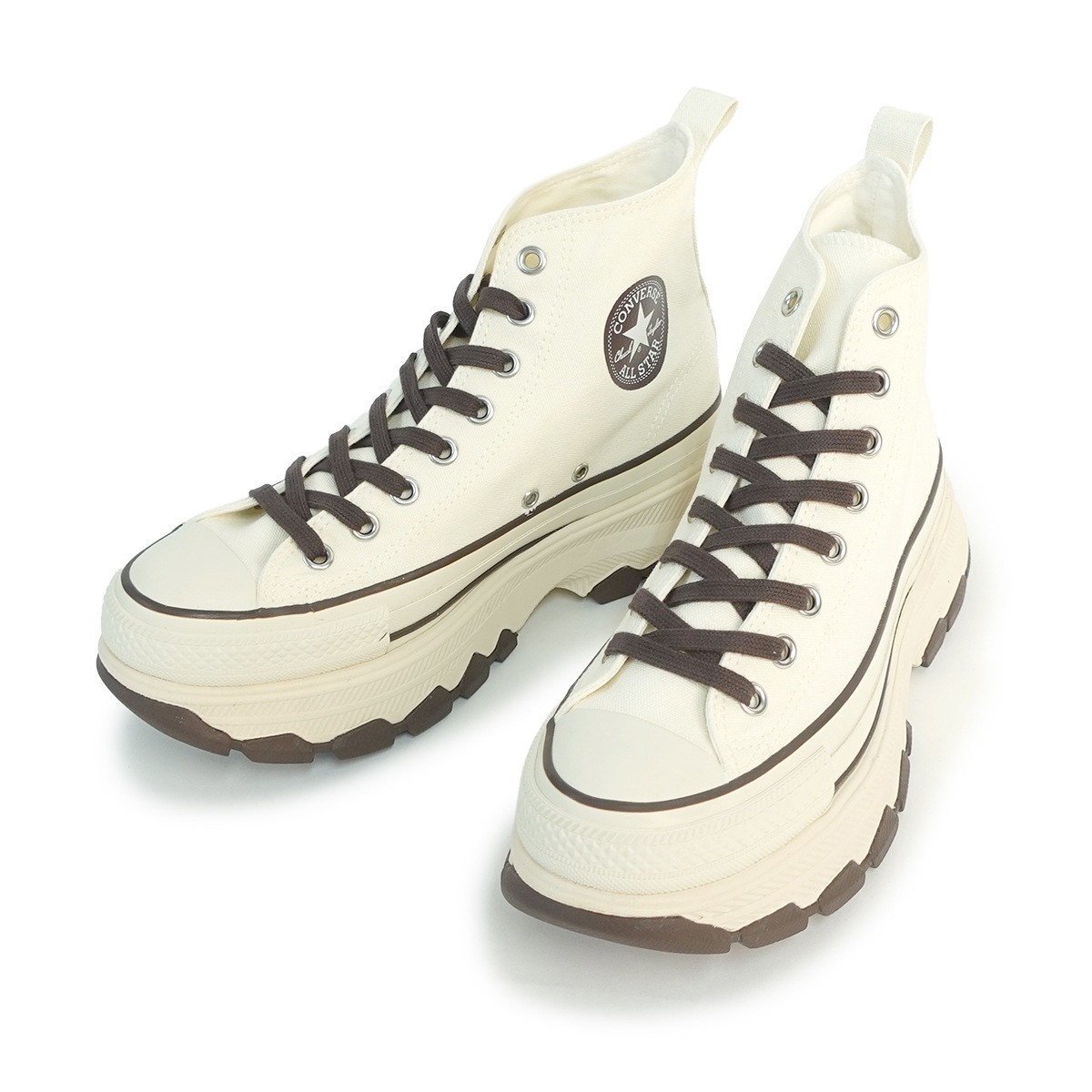 スニーカー 厚底 ハイカット メンズ レディース オールスター トレックウエーブ CB HI オフホワイト/コーヒーブラウン ALL STAR