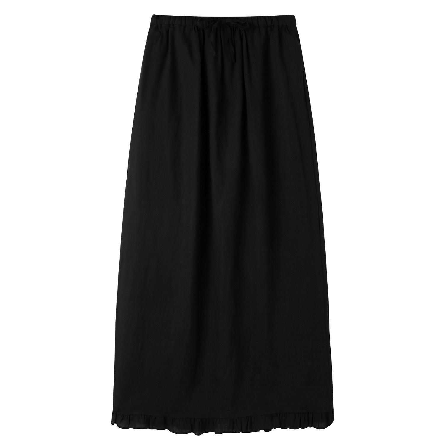 ボトムス スカート ロングスカート ウエストゴム ストレート 裾フリル ロング丈 可愛い かわいい 大人可愛い きれいめ シンプル 上品 おしゃれ カジュアル こなれ感 個性的 主役級 存在感 抜け感