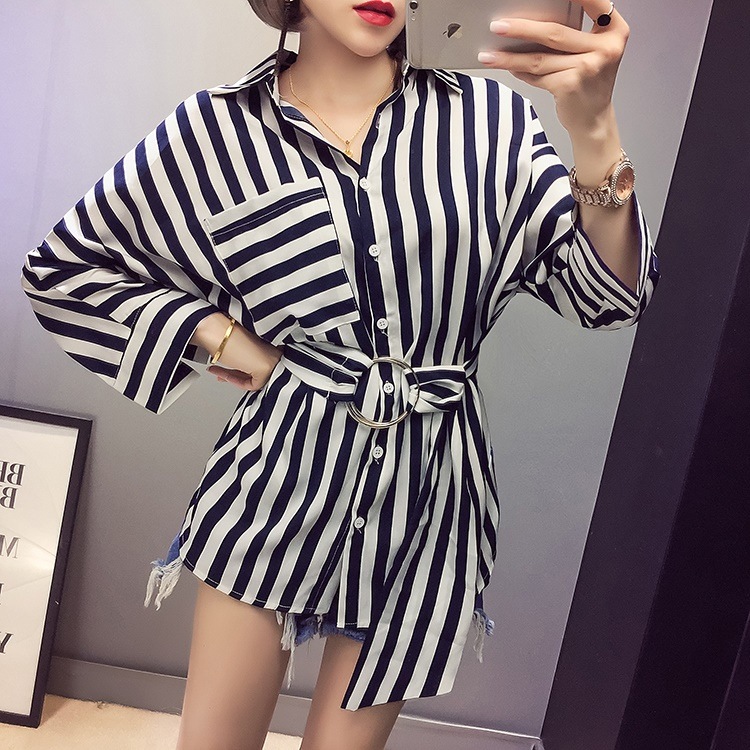 2色 ロングスリーブストライプボトミングシャツ　0778