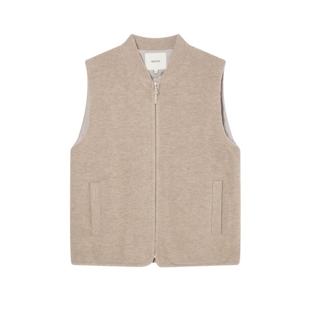 (ヘッジズ) 24FW ベージュウールニットパッド入りベスト HZSW4D332I2