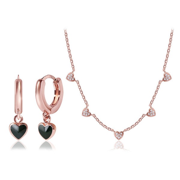 ルーブル·パリ14kゴールドシャーロット ハートリバーシブル イヤリング/ネックレス SET0389