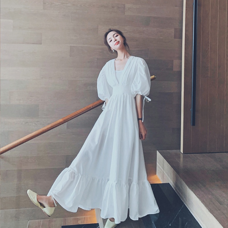 ファッション ロングワンピース 半袖 レディース かわいい きれいめ 春夏 一枚で決まるマキシ丈ワンピ Wwlyq11