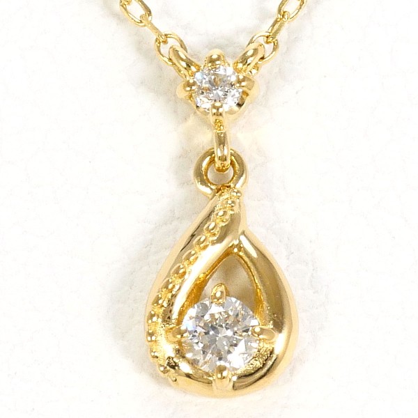 K18 18金 YG イエローゴールド ネックレス ダイヤ 0.04 約40cm ジュエリー 中古