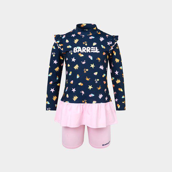 [] キッズ 女の子 トロピカル プレイ ワンピース ラップ ミッドナイトブルー (B4SKWOR301MBL)