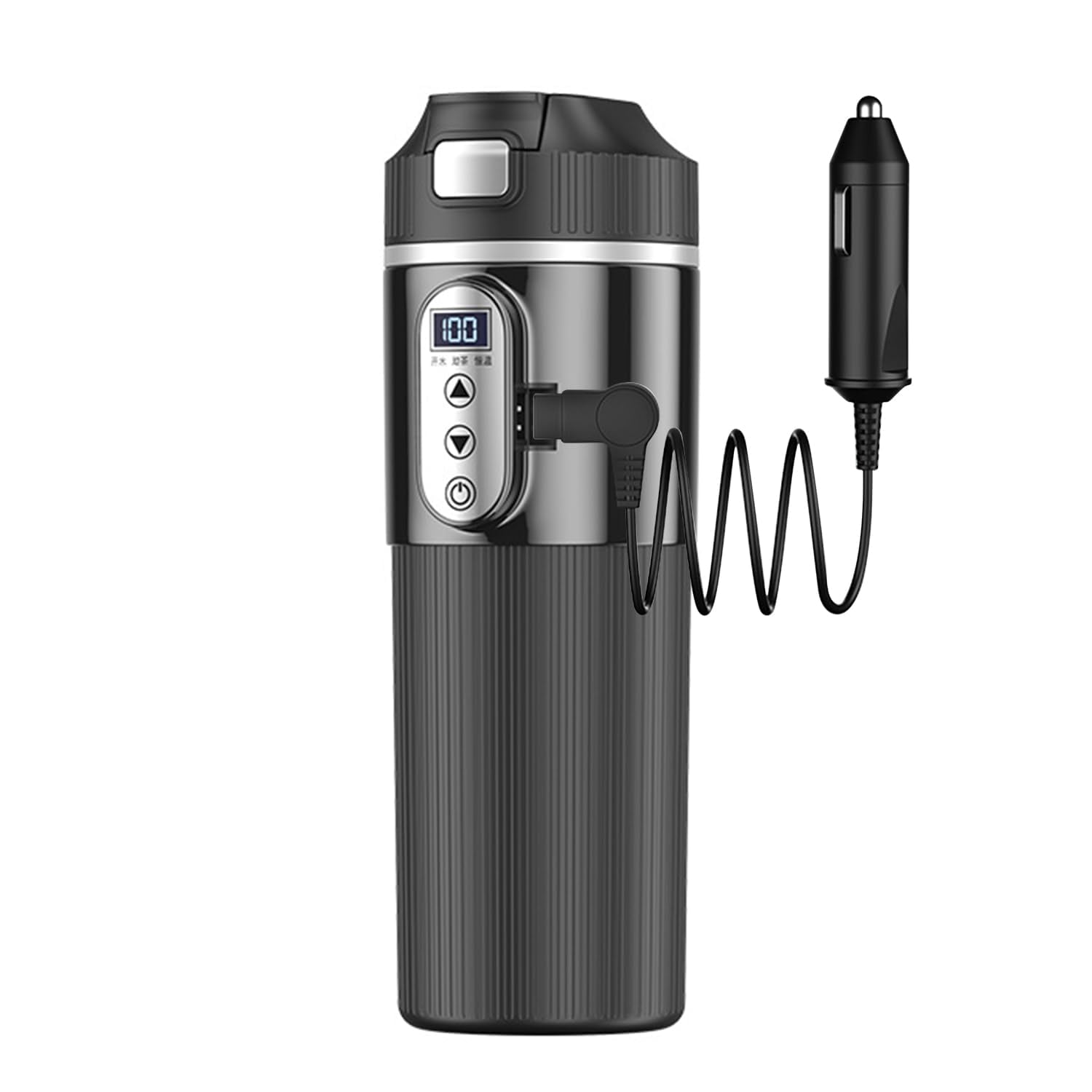 「お湯/お茶/恒温」 車載電気ケトル 500ml DC12V小型車/24Vトラック兼用 15-25分だけで沸騰保温 断熱 車用 カップ 湯沸し器 電気ポット 温度表示 304ステンレス鋼 車中泊 カ