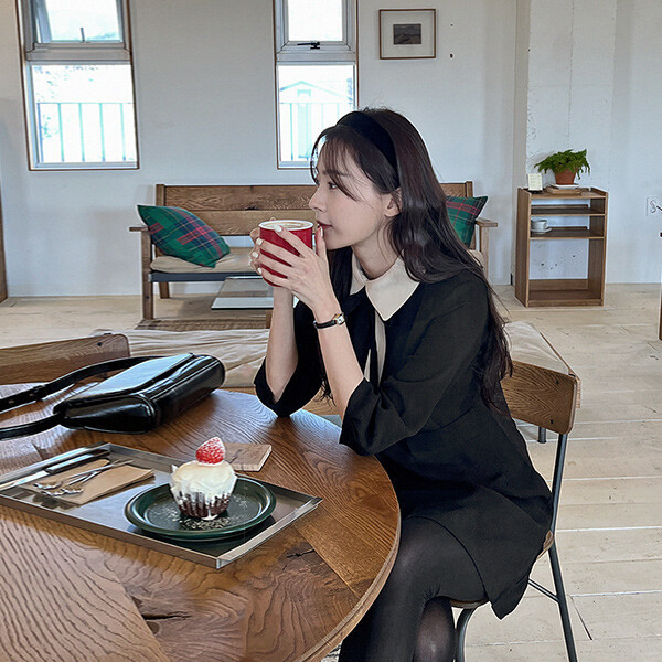 リペア リボンカラー ミニワンピース_ビッグサイズ 5,123円