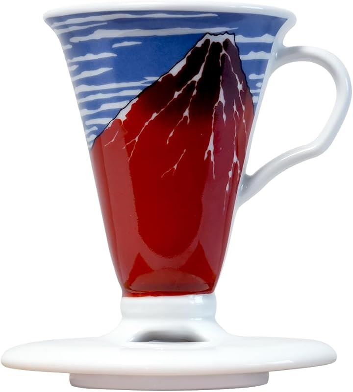 シングル コーヒードリッパー 透過ドリッパー Tarachine たらちね 1杯用 計量スプーン 紙フィルター付(赤富士(有田焼))