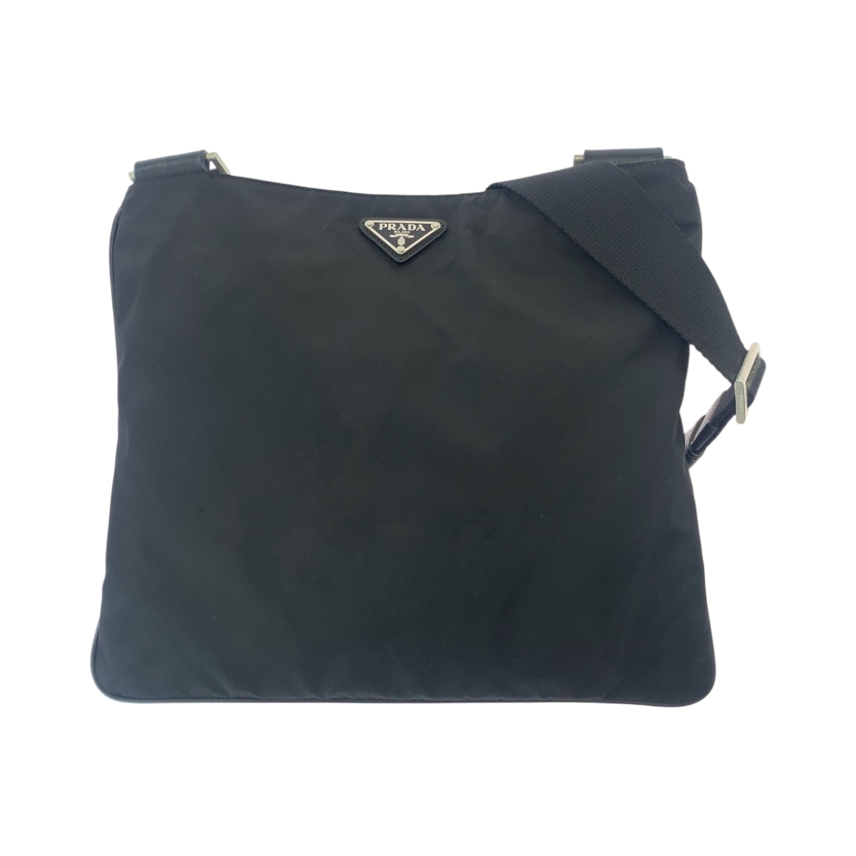 美品 テスート 三角ロゴプレート ブラック 黒 シルバー金具 ナイロン ショルダーバッグ ポシェット メンズ 501713