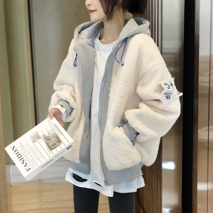 パーカー フーディー レディース 上着 羽織り アウター 長袖 ロング ジップアップ ボア モコモコ PU 新作 インスタ映え 暖かい 可愛い かわいい 韓国 かっこいい カジュアル 大人 上品 lo 5,247円