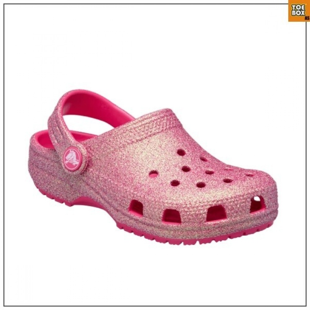 Tobox Crocs クラシックグリッタークロッグ幼児用ピンク CCKCF2TSCI11PNK