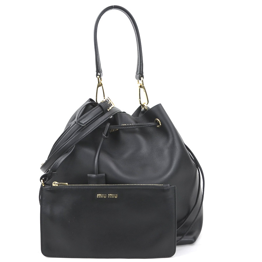 ミュウミュウ MIUMIU ハンドバッグ ショルダーバッグ レザー ブラック レディース h30931g