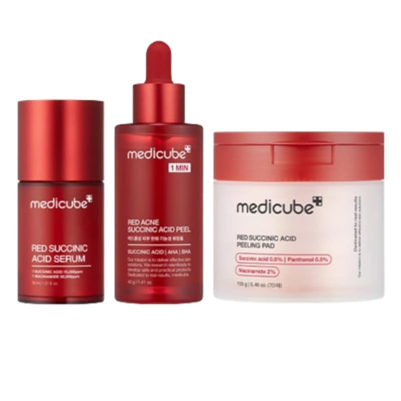 レッドソクシニック3点セット(アクネソクシニックアシッドフィル40g +うるおいセラム30ml +ピーリングパッド)