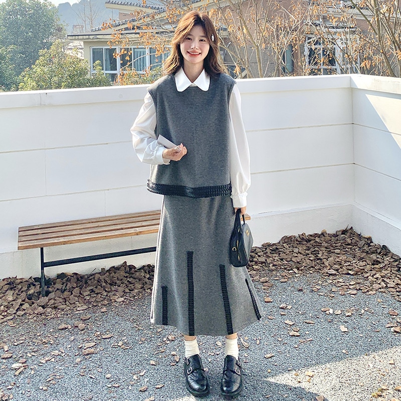 2025新作ハイウエストロングスカート2点セット