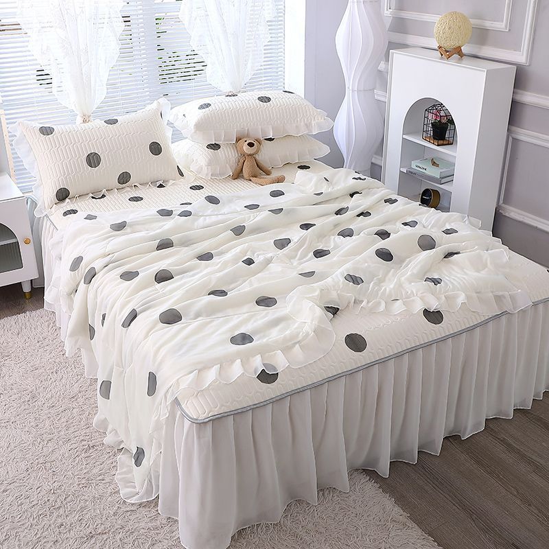 【メガ割 】ラテックスマットアイスシルクベッドスカートスリーピースサマーキルトフォーピースサマーハイグレードアイスシルクマット洗濯機で洗える 5,142円