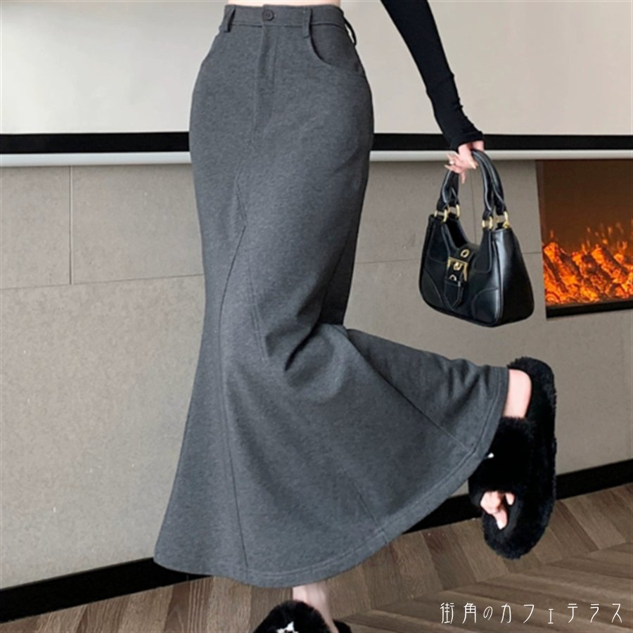 ロングスカート 3色 マーメイドスカート マキシスカート フレア Aライン ハイウエスト かわいい 大人可愛い きれいめ カジュアル 大人 上品 おしゃれ お洒落 コンサバ系 ラフ 抜け感 こなれ感