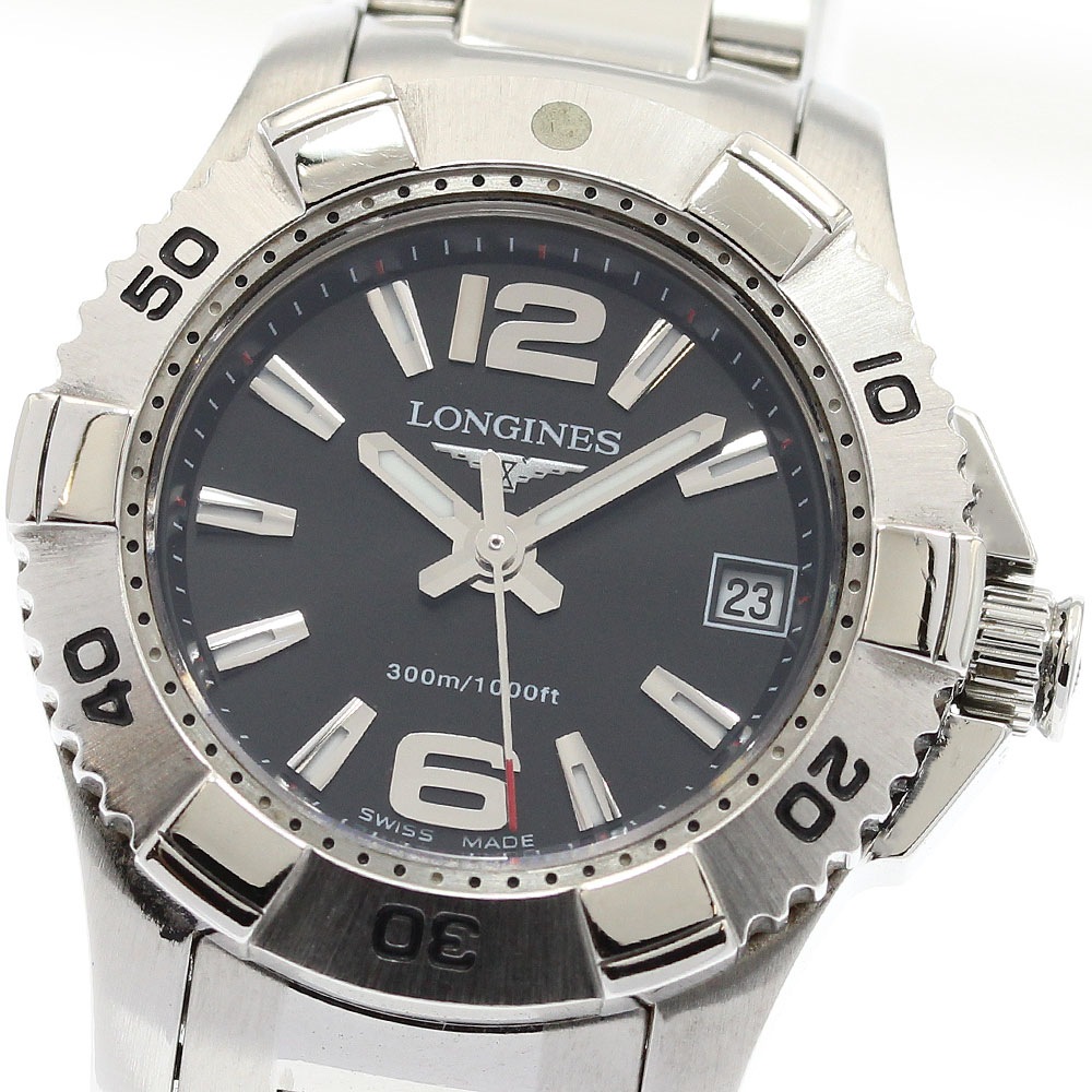 ロンジン LONGINES L3.147.4 ハイドロ コンクエスト デイト クォーツ レディース 保証書付き_922192【中古】