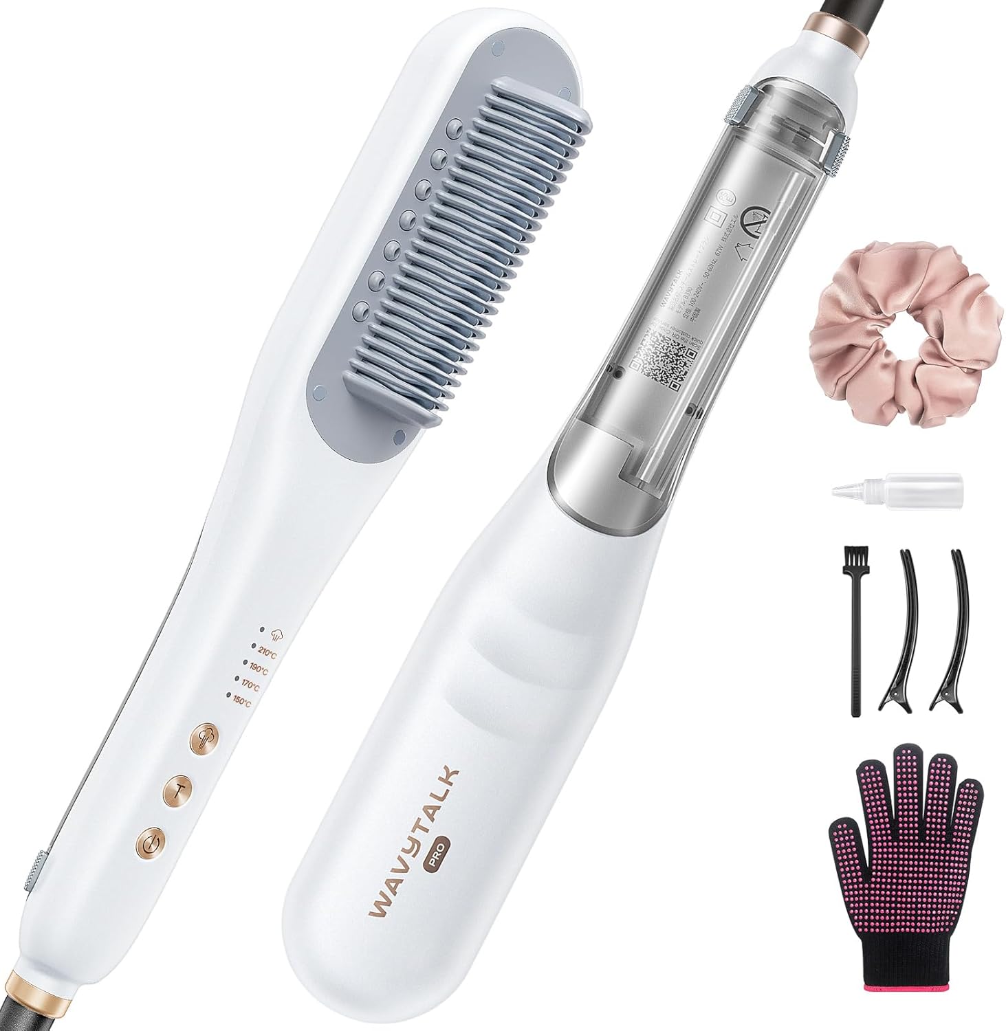 スチームストレートブラシスチームでダメージ軽減・髪を栄養しながらすばやくスタイリングヘアアイロン ストレート機能搭載の3in1ヘアケアブラシ【異なった髪の毛に適用】