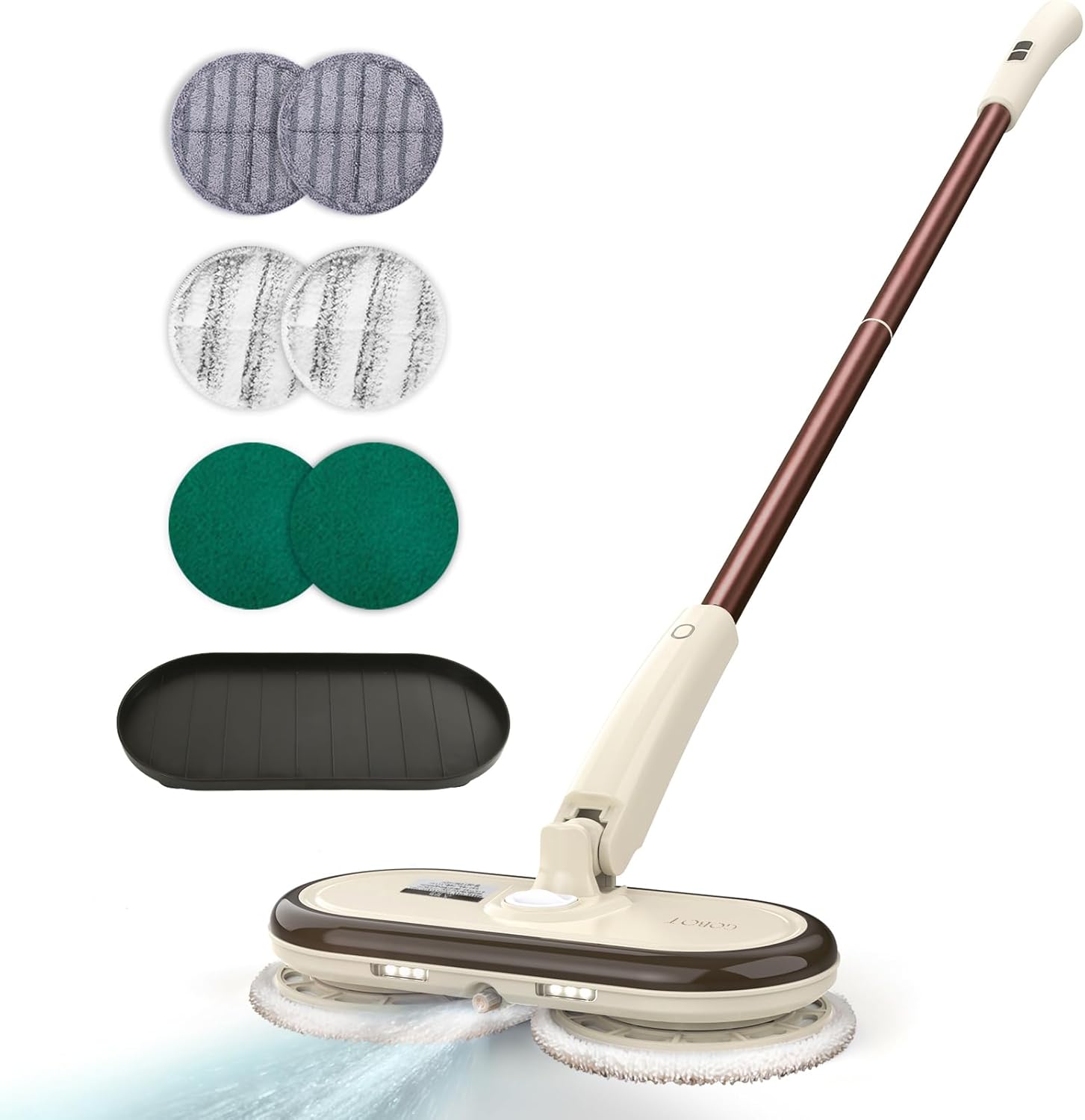 電動モップ コードレス回転モップクリーナー 軽量化 電動回転モップ 1台4役 水噴射 モップクリーナー 200回/分 替えモップ6枚付き 拭き掃除 充電式 水拭き フローリング掃除 床掃除 フローリン